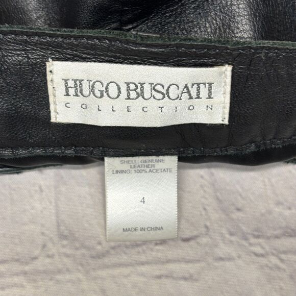 Hugo Buscati Collection Women Genuine Leather Pants Size 4 Raw Hem D041 -29 - Picture 12 of 16